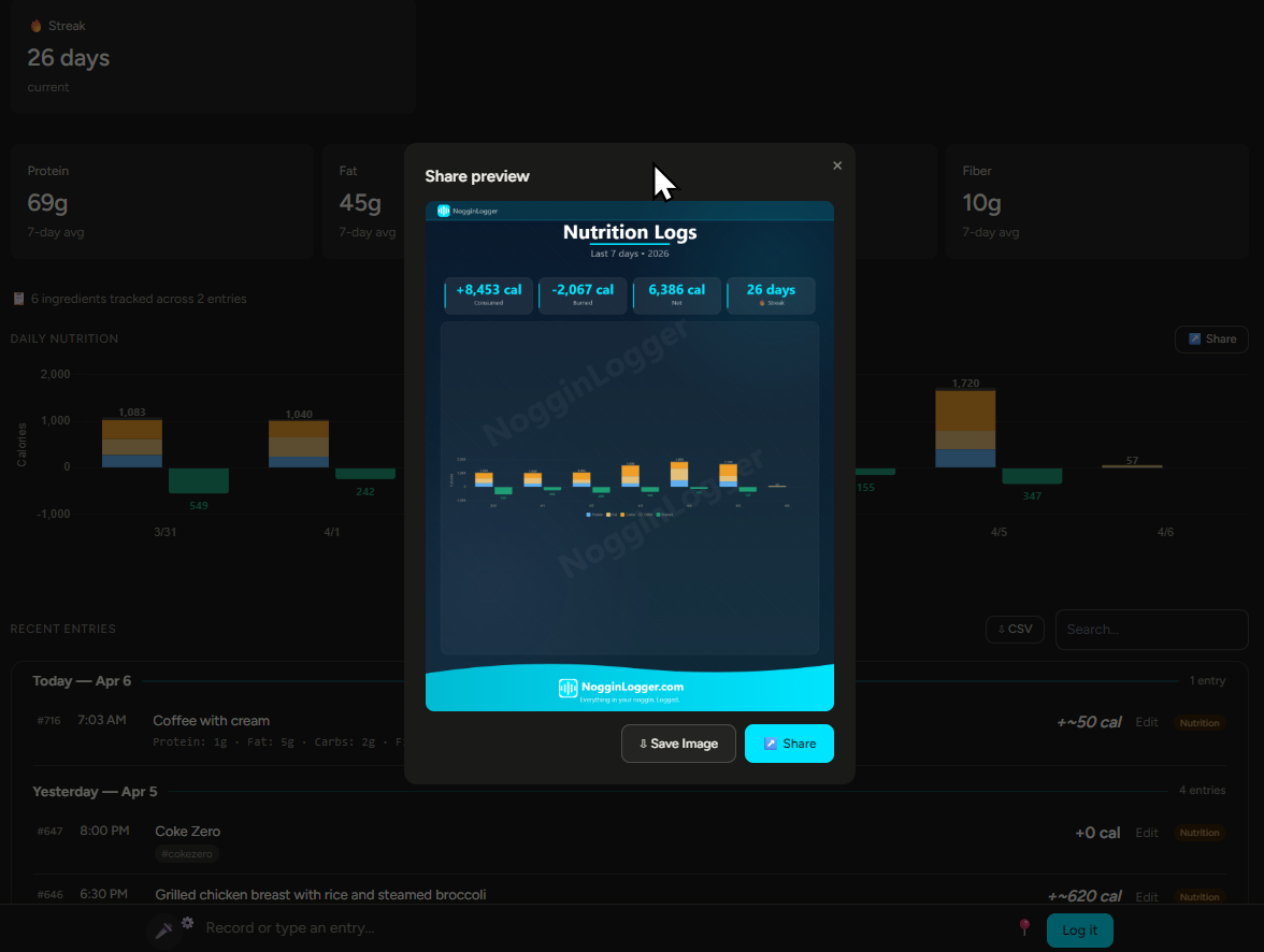 NogginLogger share card